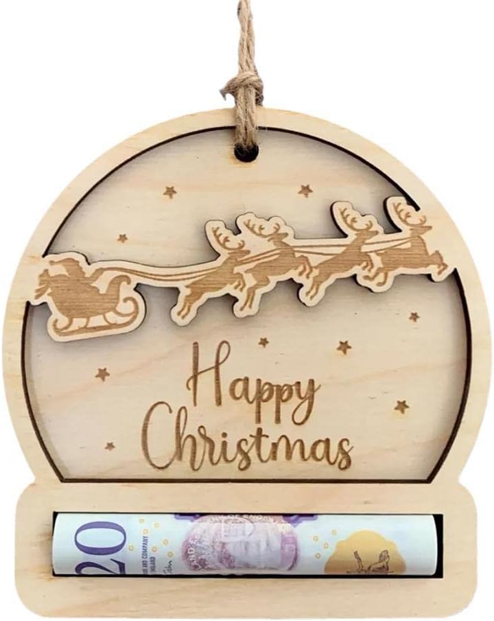 Tree Stands - Christmas Unique Money Holder for Cash Gift,Wooden Money Cash Holder Chocolate Storage Reindeer Christmas Tree Hanging Ornaments with Lanyard, Novelty Xmas Tree Pendant Christmas Decoration