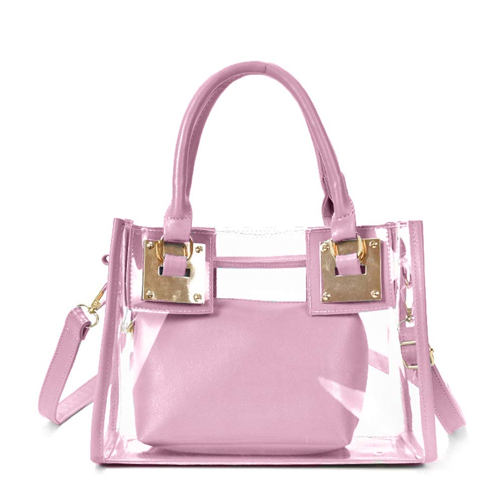 Segater® Clear Crossbody Handbags,Women's Small Tote Beach Bag Fashion Clear Jelly Handbag Top Handle Shoulder Bag Pink Transparent Purse