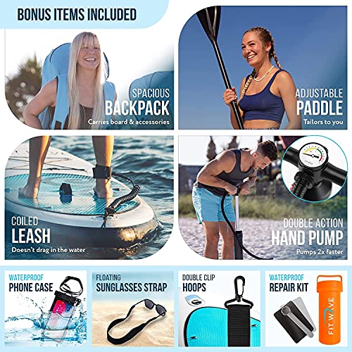 FITWAVE Paddle Board 9.5ft + Kit Inflatable Paddle Boards for Adults Inflatable Stand Up