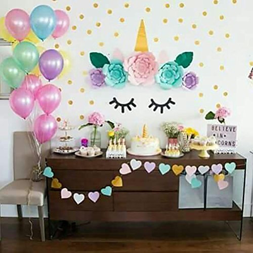 JETTINGBUY 1 Set of Unicorn Background Unicorn Wall Decor, Unicorn Party Decorations Backdrop Large Horn Ears Eyelashes Face Birthday Party Flower (Pattern - 5) - Thumbnail 5