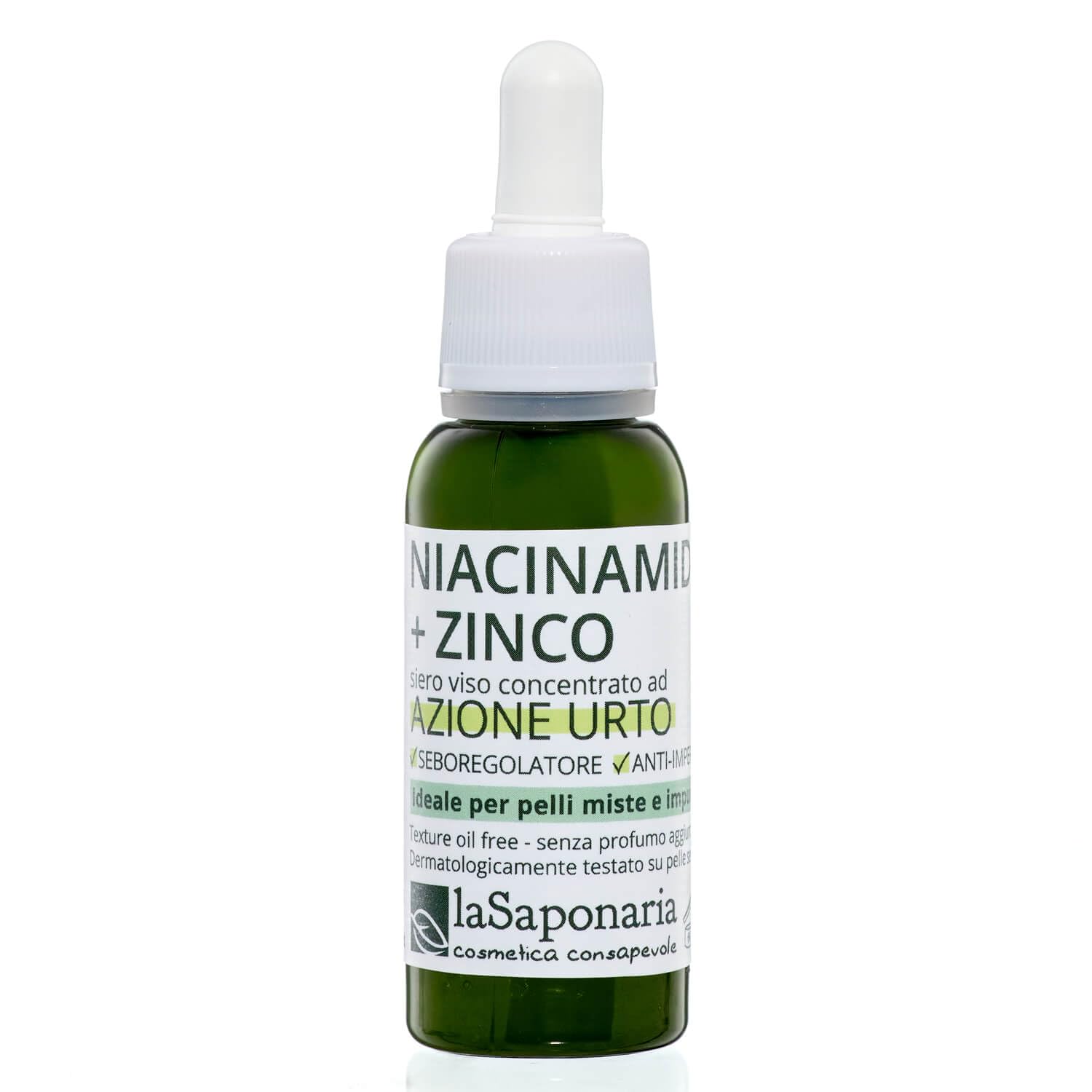 La Saponaria Niacinamide + Zinc Serum, Vitamin B3, Anti-Ageing, Oily Skin, Acne, Enlarged Pores, Dermatologically Tested, Moisturiser, Natural, Vegan, Cruelty-Free, Recycled Packaging, Organic, 30ml