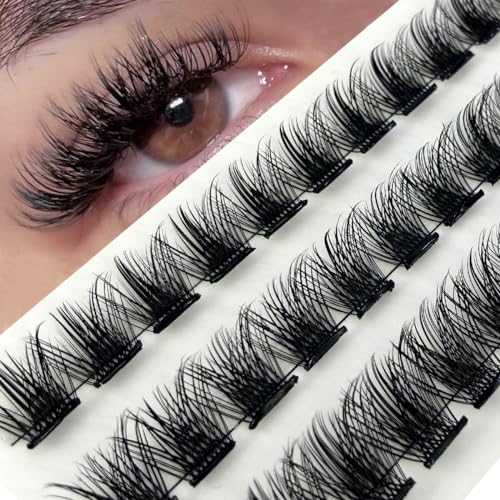 HBZGTLAD No Glue Needed Cluster Lashes DIY Press-On Easy to Graft Individual Eyelashes Extension False Mink Cilios Makeup Tool (NL)