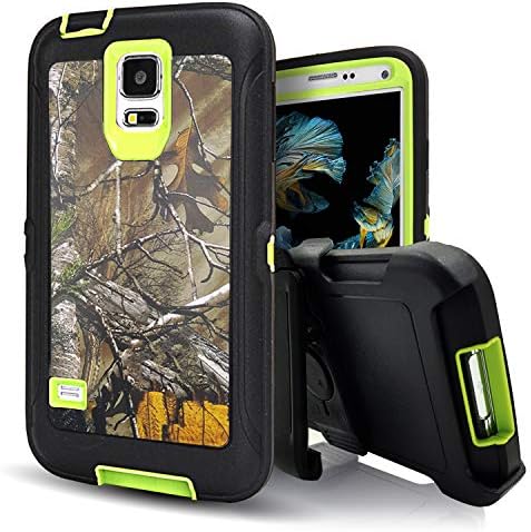Vodico Samsung Galaxy S5 Case with Screen Protector, Rugged Heavy Duty Shockproof Dirtproof Military Grade Shockproof Hybrid Bumper Full Body Protective Case with Belt Clip Holster (Xtra Green)