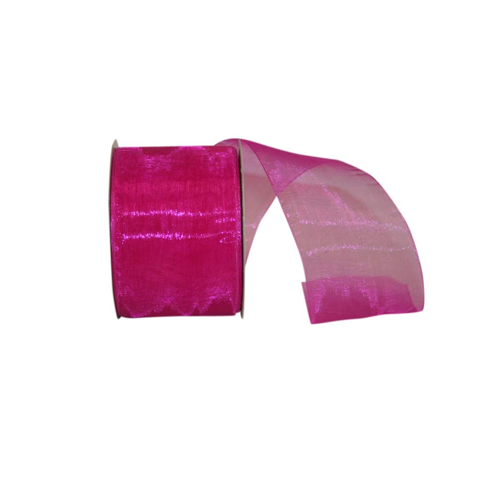 Reliant Ribbon Chiffon Mono Sheer Ribbon, 2-1/2 Inch X 50 Yards, Fuchsia