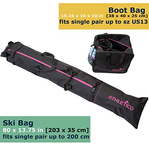 image for Athletico Two-Piece Ski and Boot Bag Combo | Store & Transport Skis Up