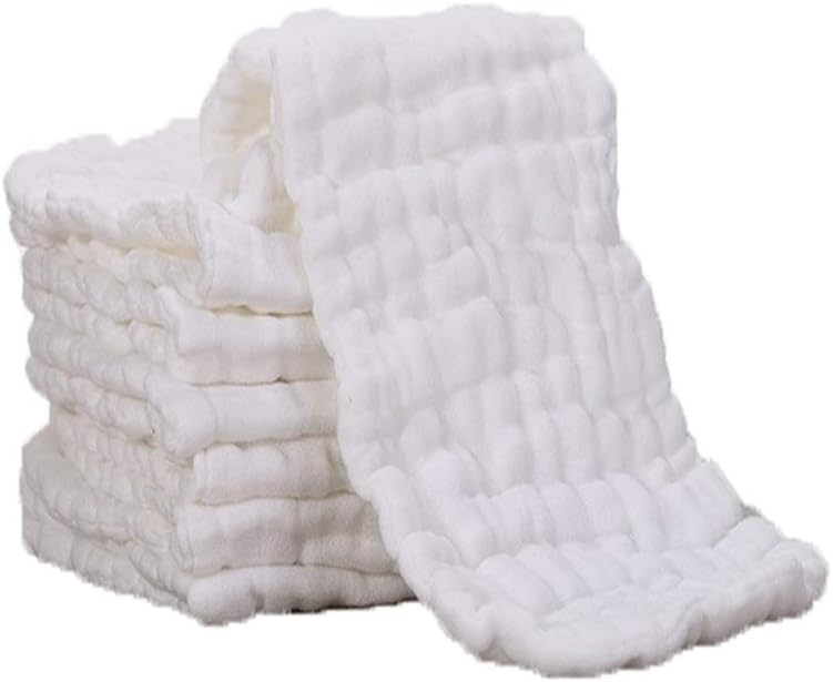 Muslin Burp Cloths 4 Pack Cotton Burp Cloth 100% Cotton 8 by 17 Inch 12 Layers Extra Absorbent and Soft for Babies (4 Pack)