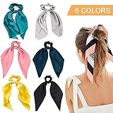 4pcs Chiffon Hair Scrunchies Hair Elastic Ties Bowknot Hair Bands Head Rope Ponytail Holder Accessories for Women Girls (Headband-03)