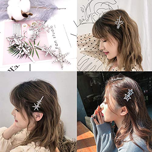 image for YMHPRIDE 18 Pcs Rhinestone Letter Hair Clips Sparkly Star Hair Pins Cr