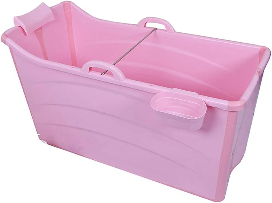 GY Portable Foldable Bathtub, Adult Large Plastic Bath Tub, With Lid Home Full Body, Children's Pool, Baby Tub Thickened, 2 Colors, 107 * 59 * 53cm (color : PINK)