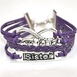 ACUNION Handmade Infinity Love Sister Friend Charm Friendship Gift Fashion Jewelry Personalized Leather Bracelet - Purple