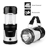 Camping Lantern Solar Rechargeable Collapsible LED Camping Light & Handheld Flashlight in the Bottom for Hiking Camping Fishing Hurricanes Outages Emergency Charging for Mobilephone