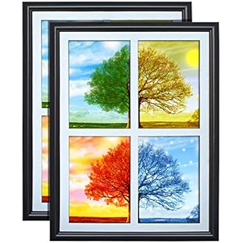 PETAFLOP 2 Pack 5x7 Picture Frames Collage 4 Openings Photo Collage Frames for Walls White Matted with Plexiglass Covering, Set of 2