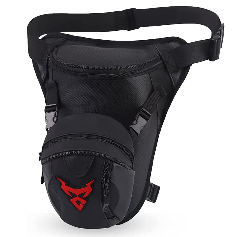 Cycling Leg Bag Motorcycle Waist Pack for Men Women Outdoor Travel Sports Bike Hiking Riding Cycling Tactical Walking Thigh Drop Bum Hip Fanny Belt Pouch Cell Phone Purse Black Red
