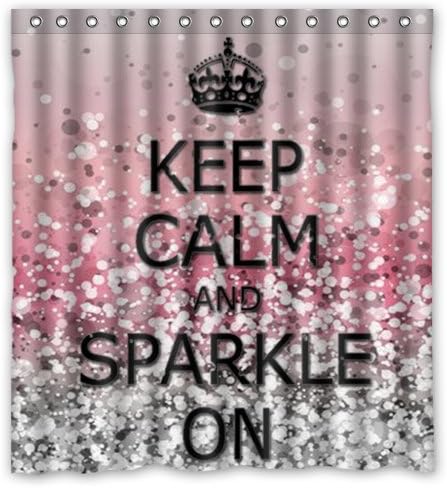Fast Shipping Gifts Famous Home Fashions Polyester Keep Calm and Sparkle On Shower Curtain (66" x 72" )