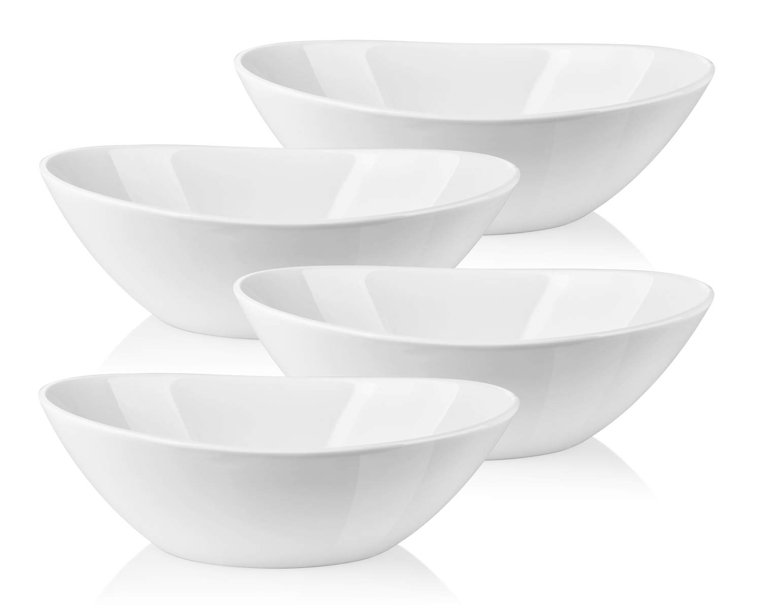 LIFVER 1.1 Quart Porcelain Serving Bowls for Salad, Side dishes, Soup, Dessert, Set of 4, White