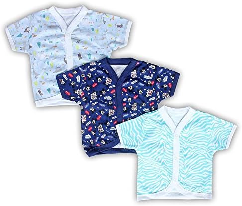 Baby Boy's Cotton Front Open Summer Vest Jhabla (6-9 Months) - Set of 3