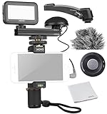 Movo Smartphone Video Kit V3 with Grip Rig, Omnidirectional Movo Microphone, LED Light and Wireless Remote - YouTube Equipment Compatible with iPhone 5, 5C, 5S, 6, 6S, 7, 8, X, XS, XS Max, 11, 11 Pro