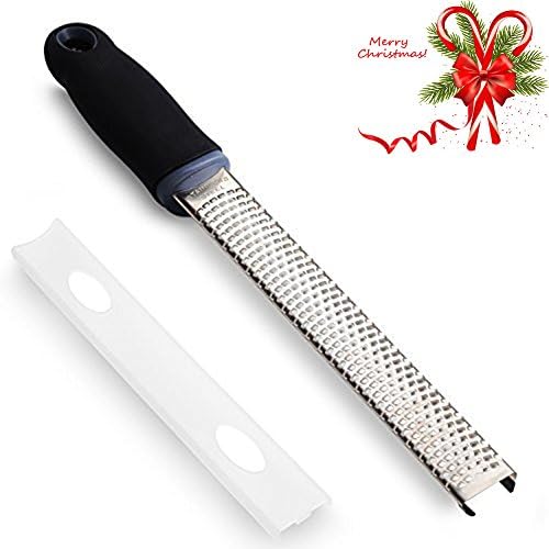Lemon Zester Cheese Grater - SCUAN Premium Kitchen Long Handle Zester Grater Tool with 8" Long Sharp Stainless Steel Blade for Cheese, Lemon, Ginger, Nutmeg, Chocolate and Spices (black)