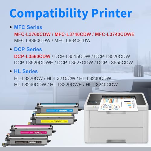 MYCARTRIDGE TN248XL TN248 Toner TN-248CMYK TN-248VAL Compatible for Brother DCP-L3560CDW Toner MFC-L3740CDWE DCP-L3520CDWE HL-L3240CDW for Brother TN 248 TN-248 (4-Pack)