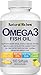 Fish Oil Omega 3 Supplement from Natural Riches, 180 Softgel Capsules - Lemon Flavor, Essential Fatty Acids, Triple Strength, Burpless, 800mg EPA, 600mg DHA 100 % Natural