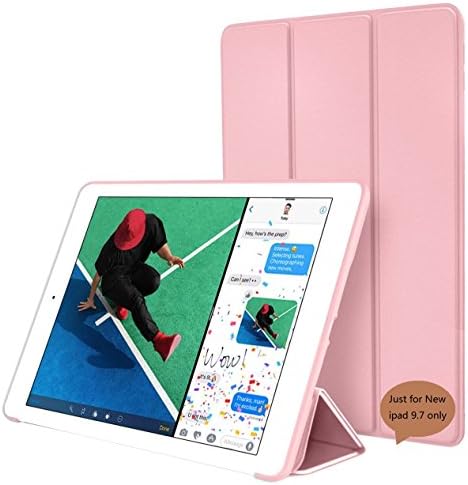 New iPad 2017 iPad 9.7 Inch Case, Ultra Slim Lightweight Smart Case Trifold Cover Stand with Flexible Soft TPU Back Cover for iPad Apple New iPad 9.7-inch [Auto Sleep/Wake] (Rose Gold)