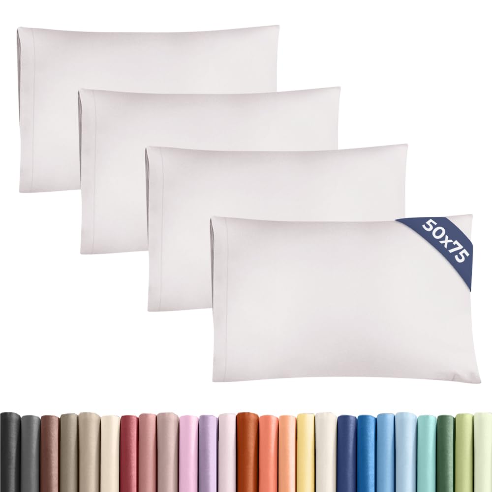 Pillowcases 4 Pack Standard Size 50x75 cm Light Grey, Brushed Microfiber with Envelope Closure, Extra Soft Breathable Cooling Pillow Cases, Wrinkle Free Machine Washable Pillow Covers, OEKO-TEX