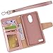 Stylo 3 Case, Stylo 3 Plus Case, Arae G Stylo 3 Wallet Case with Kickstand and Flip Cover, Rosegold
