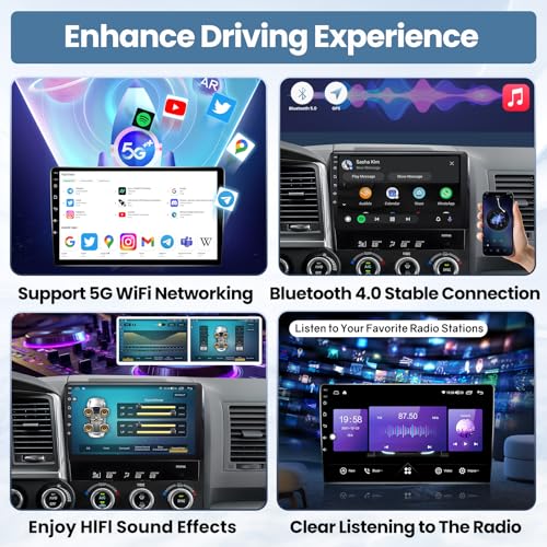 Car Radio for Toyota Tundra 2007-2013: Sequoia 2008-2018 Android 13 10.1 Inch Touch Screen 64GB Car Radio Wireless CarPlay Android Auto GPS Navigation Bluetooth 5G WiFi Mirror Link SWC Backup Camera