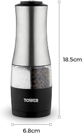 Tower T832248 Dual Electric Salt & Pepper Mill Stainless Black Battery Operated view 8