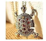 Epiestore(TM) Women's vintage diamond inlaid cute little turtle sweater chain necklace N64