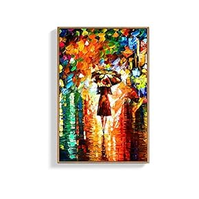 Framed for Living Room Bedroom Women in The Rain for