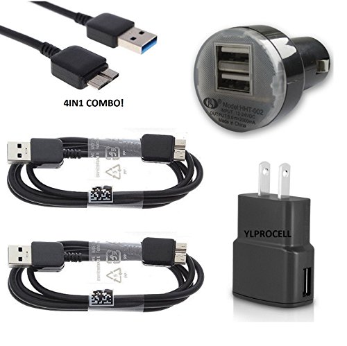 YLPROCELL PACK OF Wall Home + Car Charger + 2x Data Sync Cable For Samsung Galaxy S5 SV NOTE 3 Black GENERIC UNBRANDED