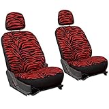 OxGord Zebra Animal Print Auto Seat Covers Set, 6 piece set