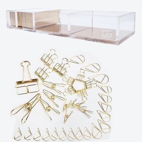 Draymond Story Clips Holder with 320 Sheets and 36pcs Mix Gold Clips