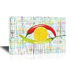 Wall26-Watercolor Chili Peppers w/Lemon - Canvas Wall Art - Gallery Wrap Modern Home Art | Ready to Hang - 12x18 inches