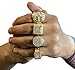 Mens 14K Gold Tone Hip Hop Iced Out Cz 4 Rings Bundle Type A Available Size 7 8 9 10 11 12