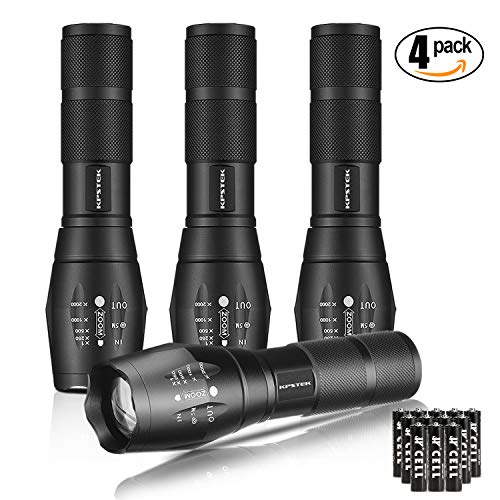 4Pcs Tactical Flashlights, KPSTEK High Lumen XML T6 LED Flashlights Outdoor Portable Water Resistant Tac Light