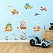 DECOWALL DAT-1506 Animal Ships and 3 Biplanes Kids Wall Stickers Wall Decals Peel and Stick Removable Wall Stickers for Kids Nursery Bedroom Living Room décor