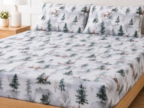LANYETON Cotton Flannel Fitted Sheet Full