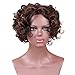 Alan Hair Fashion Dark Brown Color Short Wavy Curly Wigs, High-Temperature Synthetic Fiber Wig for African American Women