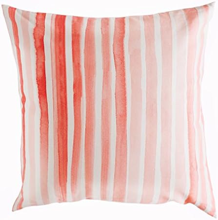 Blush Pink Striped Throw Pillow Cushion Cover by Cavaresq | Instantly Refresh Any Setting with our Fashionably Trendy, Colorful, Modern, Watercolor Designs | 100% Cotton | 18 x 18 inches | 45 x 45 cm