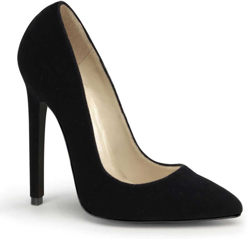 5 Inch High Heel Dress Shoes Black Velvet Pumps Women's Sexy Shoes