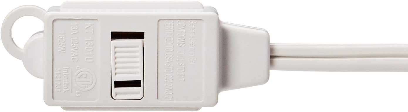 Basics Indoor 2 Prong Extension Power Cord Strip - Standard Plug, 3 Foot, Pack of 2, White - - 