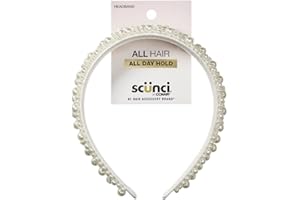 CONAIR Scunci Pearl Headband - ideal for all occasions- fashionable and trendy nonslip head band- hair accessories for women - holiday headwear - stocking stuffers - gifts for her -Ivory