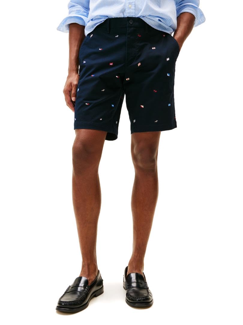 Tommy Hilfiger Men’s 1985 Straight Fit Embroidered Brooklyn Short, Desert Sky 40