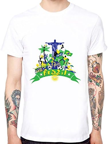Yingyan Passionate Brazil Men's Soft Cotton Funny Cool T-Shirts Short Sleeve Tops Tee Size L