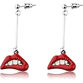 AKTAP Horror Movie Merch Gifts Red L-ps Pendant Earrings Picture Show Inspired Jewelry for R Fans Cosplay Party Favors