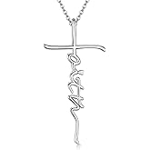URONE Faith Necklace for Women Sterling Silver Cross Faith Pendant Necklace Christian Religious Jewelry Gifts
