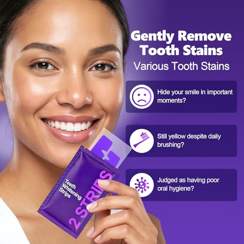 14 pares Tiras blanqueadoras moradas,Tiras blanqueadoras dientes,Blanqueamiento dental rápido,Dientes blanqueador dental,Para dientes para el café vino, tabaco y otras manchas