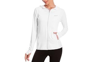 HUGUT Women's UPF 50+ Sun Protection UV Jacket - Zip Up Hoodie Long Sleeve Hiking Fishing SPF Performance Shirt with Thumbhole